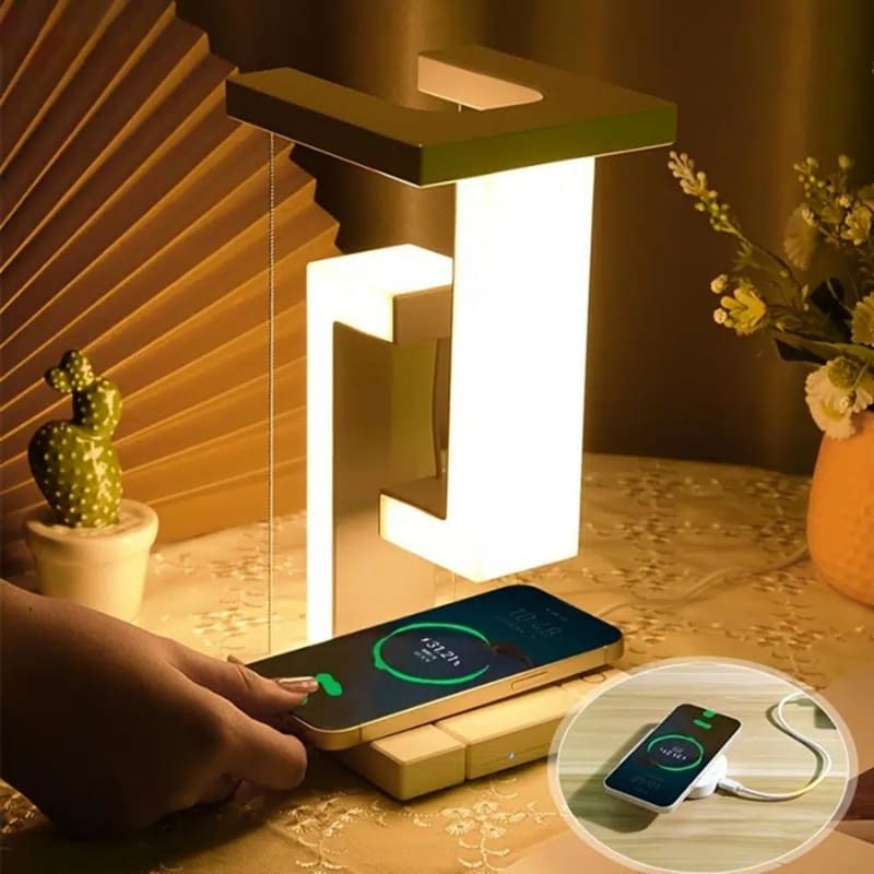 Luminária de Mesa com Carregador de Celular por Indução 3 Níveis - Casa Elège