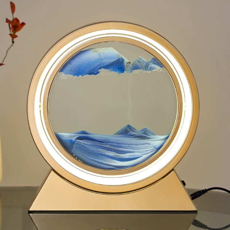 Luminária de Mesa Ampulheta LED Decorativa Minimalista - Dourado Azul Casa Elège
