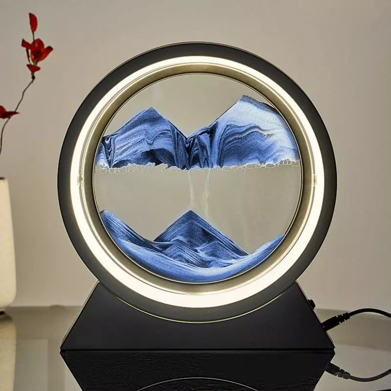 Luminária de Mesa Ampulheta LED Decorativa Minimalista - Preto Azul Casa Elège