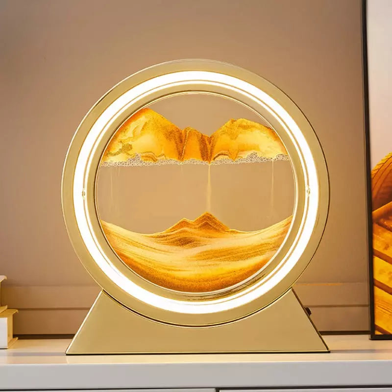 Luminária de Mesa Ampulheta LED Decorativa Minimalista - Dourado Laranja Casa Elège