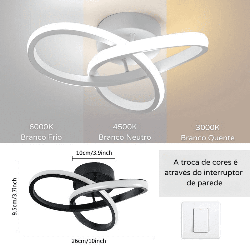 Luminária de Teto LED em Alumínio Plafon Minimalista - Casa Elège