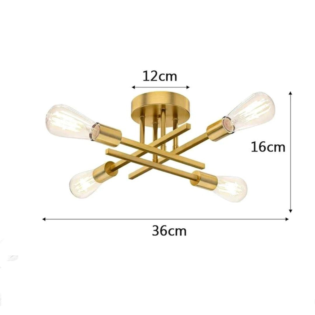Lustre Industrial Dourado em Metal com Design Moderno - Casa Elège