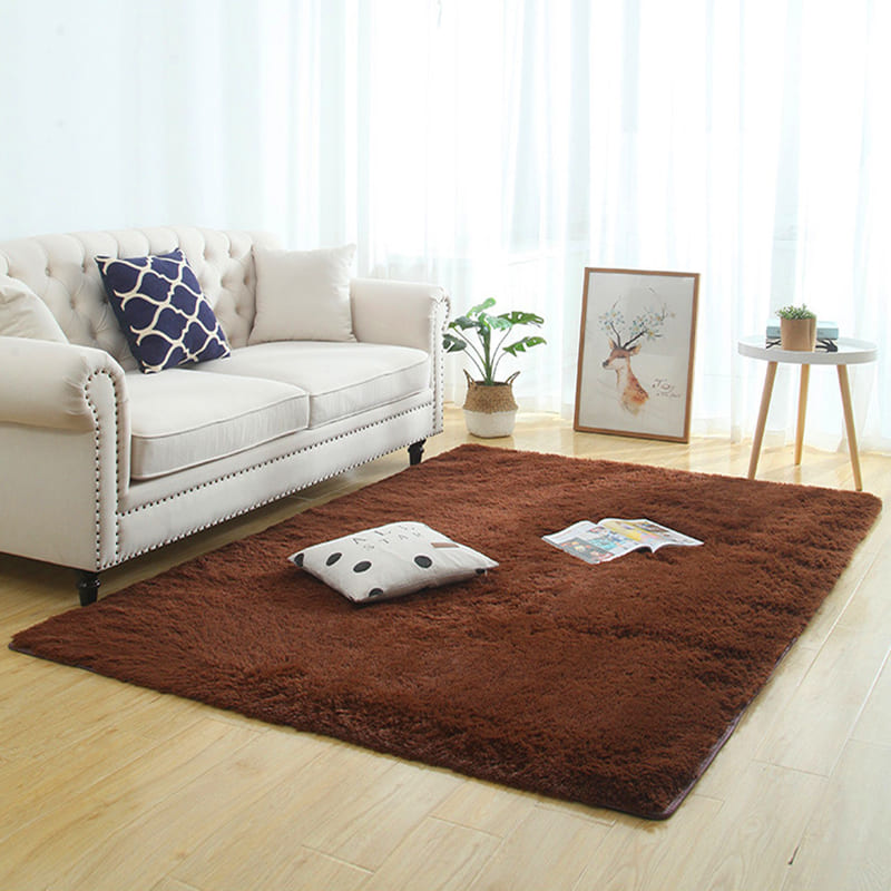 Tapete Felpudo Liso Marrom Antiderrapante Macio Luxuoso - 160cm x 230cm Casa Elège