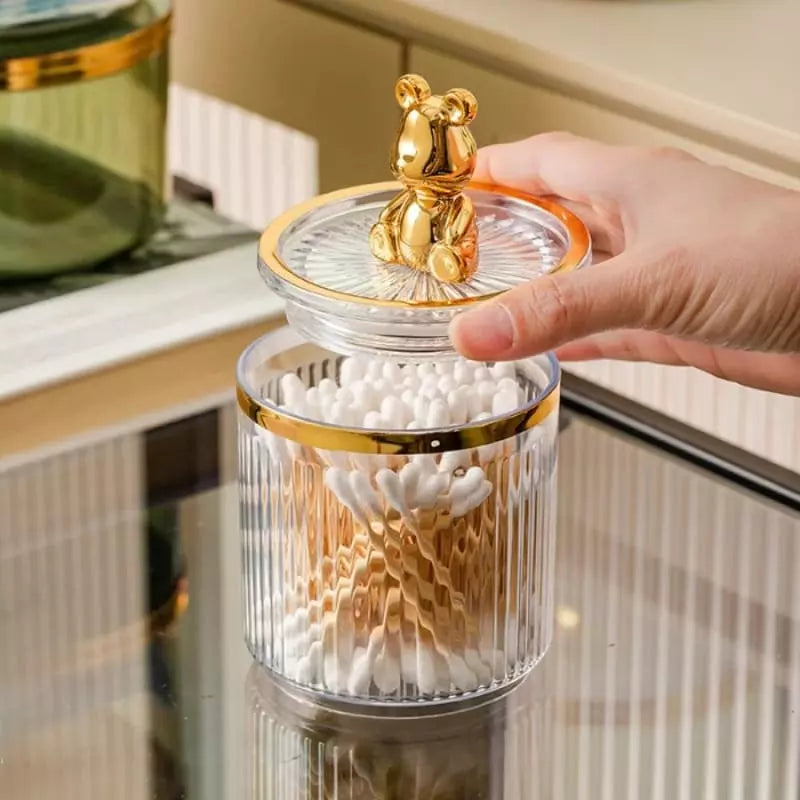 Organizador de Cotonetes e Algodão em Acrílico Dourado - Casa Elège