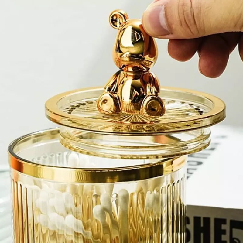 Organizador de Cotonetes e Algodão em Acrílico Dourado - Casa Elège