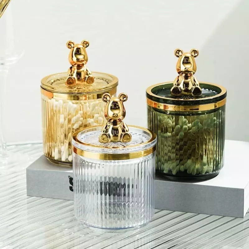 Organizador de Cotonetes e Algodão em Acrílico Dourado - Casa Elège