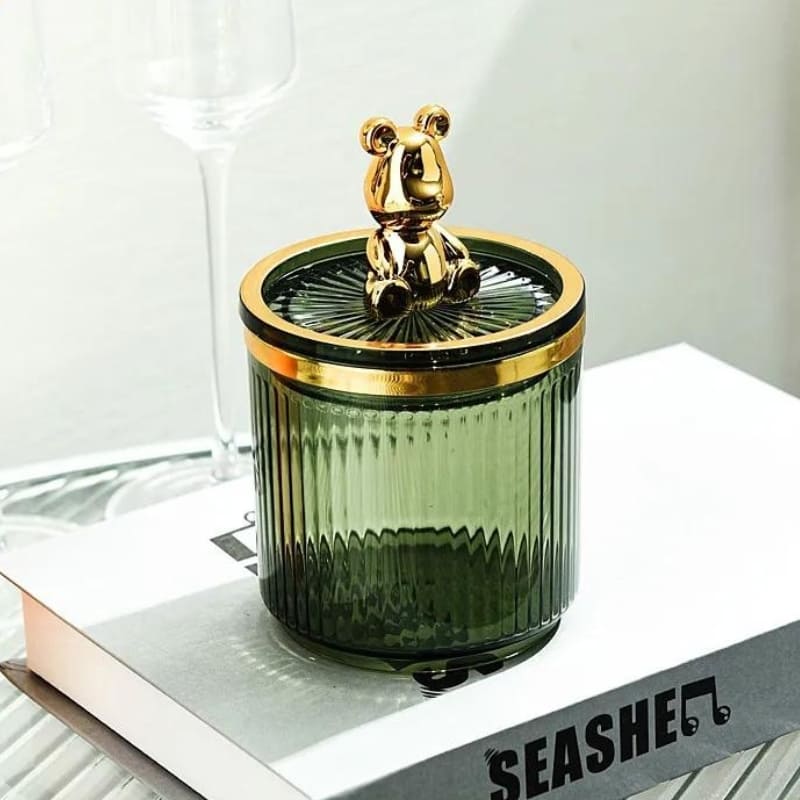 Organizador de Cotonetes e Algodão em Acrílico Dourado - Verde Casa Elège