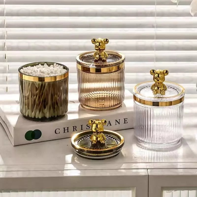 Organizador de Cotonetes e Algodão em Acrílico Dourado - Casa Elège