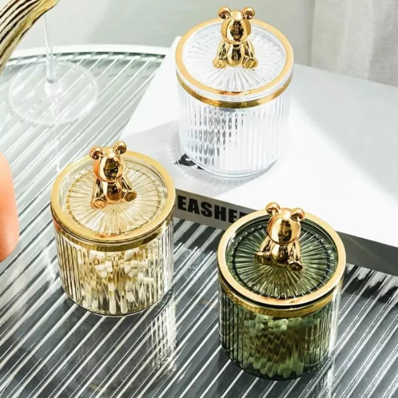 Organizador de Cotonetes e Algodão em Acrílico Dourado - Casa Elège