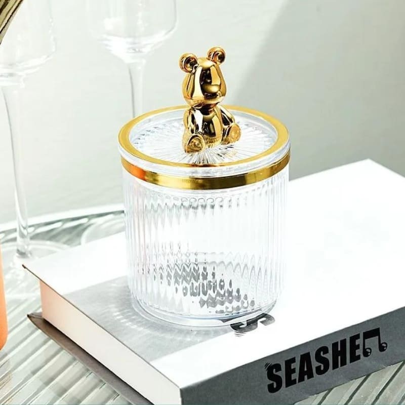 Organizador de Cotonetes e Algodão em Acrílico Dourado - Transparente Casa Elège