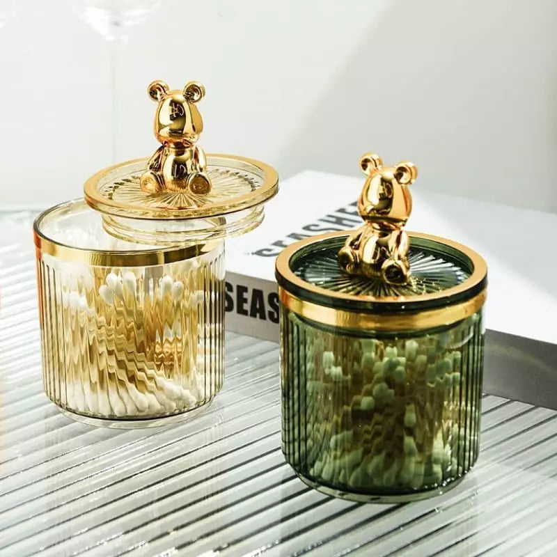Organizador de Cotonetes e Algodão em Acrílico Dourado - Casa Elège