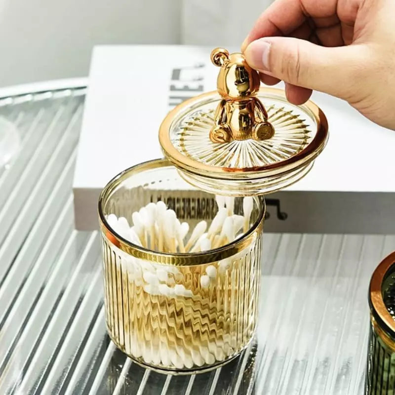 Organizador de Cotonetes e Algodão em Acrílico Dourado - Dourado Casa Elège