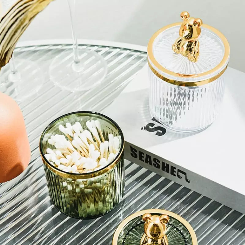 Organizador de Cotonetes e Algodão em Acrílico Dourado - Casa Elège