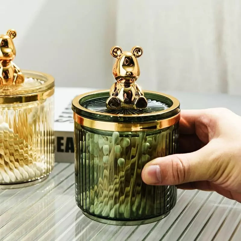 Organizador de Cotonetes e Algodão em Acrílico Dourado - Casa Elège