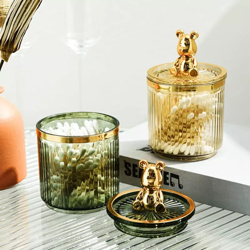 Organizador de Cotonetes e Algodão em Acrílico Dourado - Casa Elège