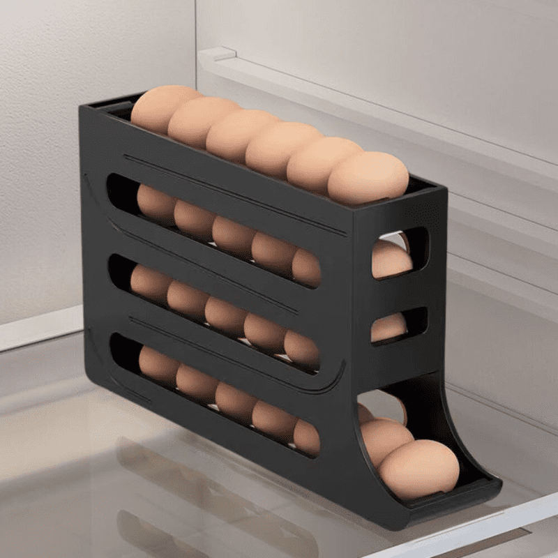 Organizador De Geladeira Em PP Porta Ovos 30 Unidades - Preto Modelo A Casa Elège