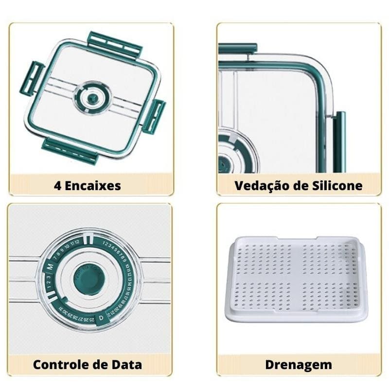 Organizador de Geladeira com Tampa e Marcador de Data - Casa Elège