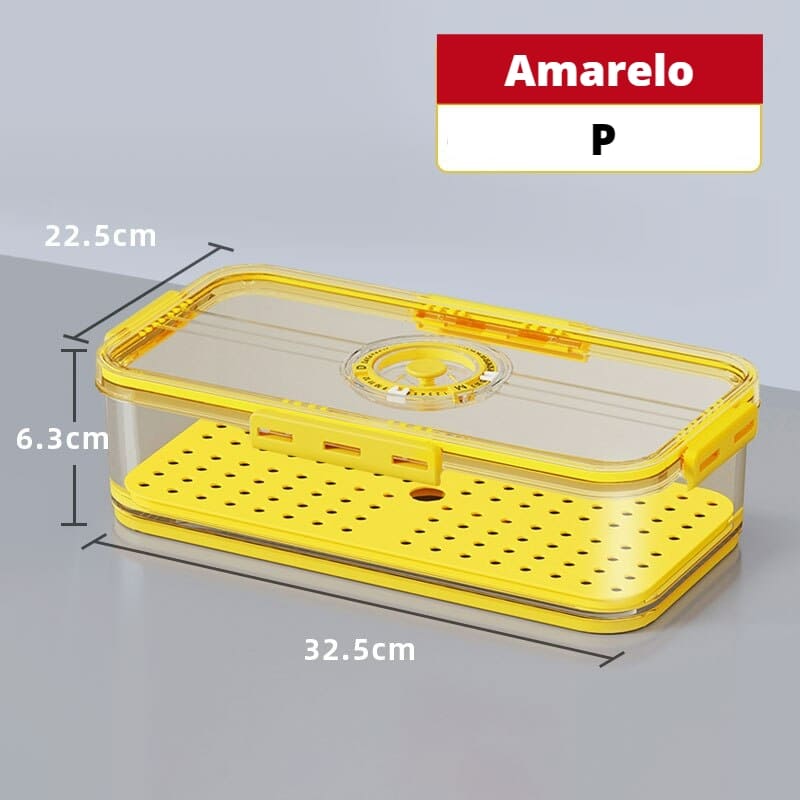 Organizador de Geladeira com Tampa e Marcador de Data - P Amarelo Casa Elège