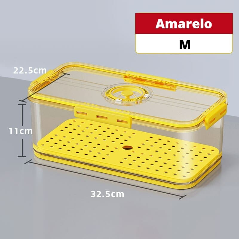 Organizador de Geladeira com Tampa e Marcador de Data - M Amarelo Casa Elège