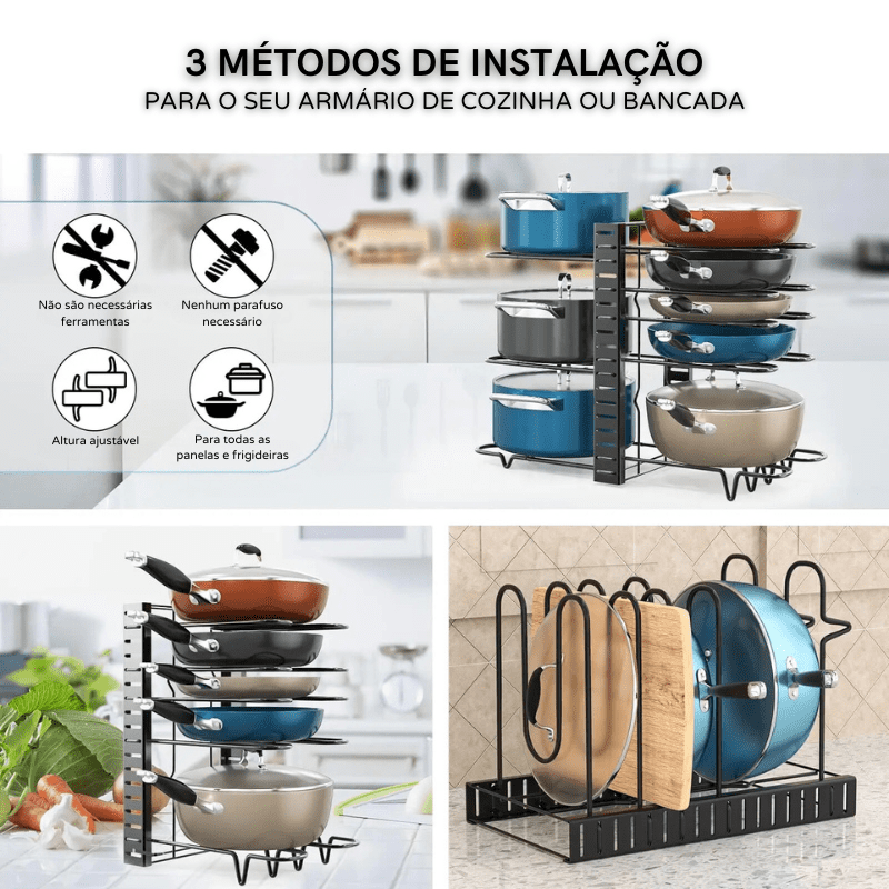 Organizador De Panelas Em Metal Sólido Com 8 Andares - Casa Elège
