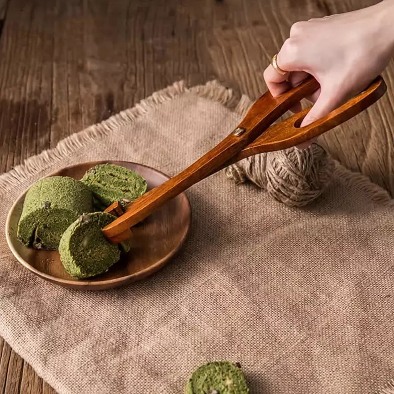 Pegador de Salada em Bambu Estilo Tesoura Moderno Durável - Casa Elège