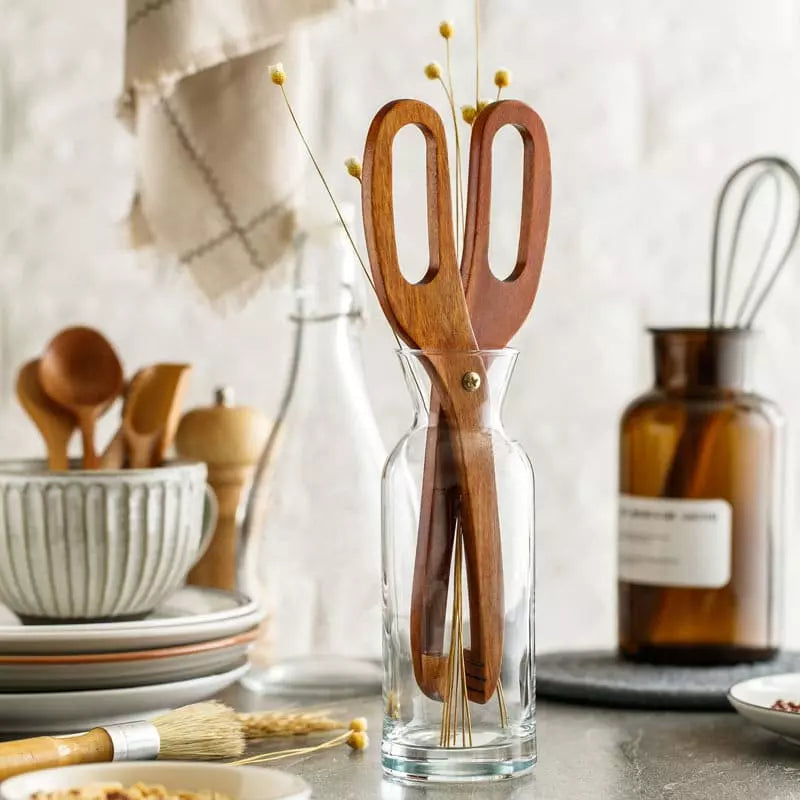 Pegador de Salada em Bambu Estilo Tesoura Moderno Durável - Casa Elège