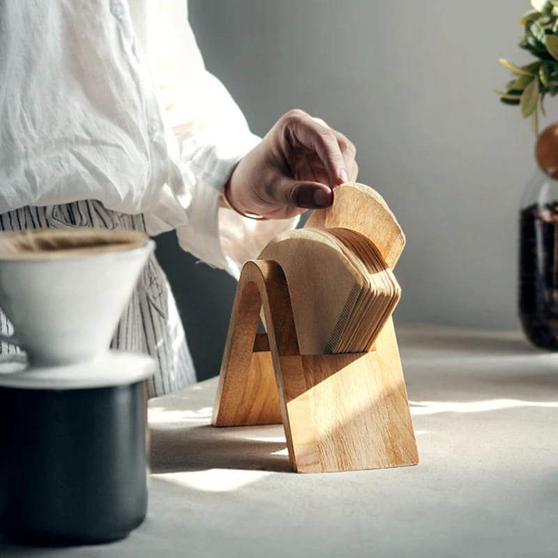 Porta-Filtro de Bambu e Madeira Elegante Compacto para Café - Casa Elège