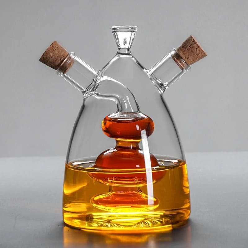 Porta Azeite e Vinagre em Vidro com Tampa de Cortiça 2 em 1 - 50ml~340ml Casa Elège