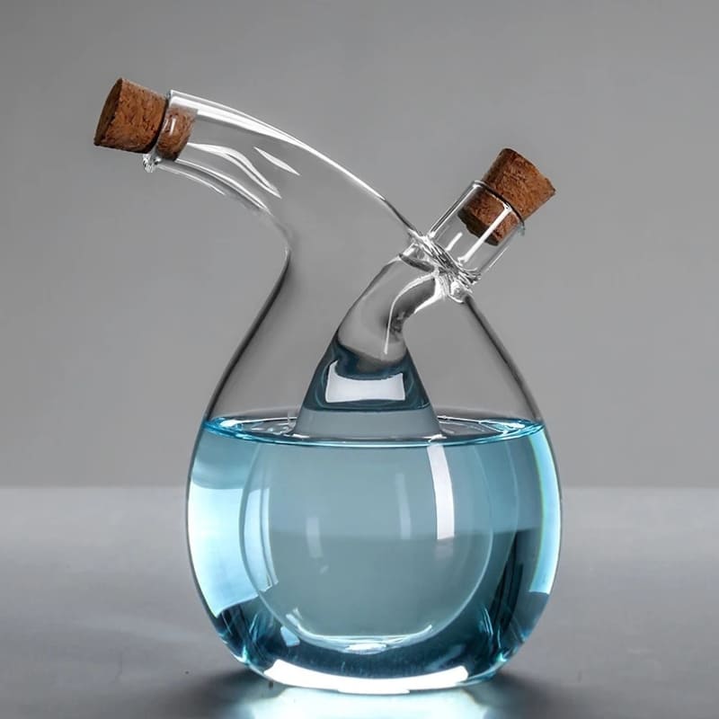 Porta Azeite e Vinagre em Vidro com Tampa de Cortiça 2 em 1 - 80ml~400ml Casa Elège
