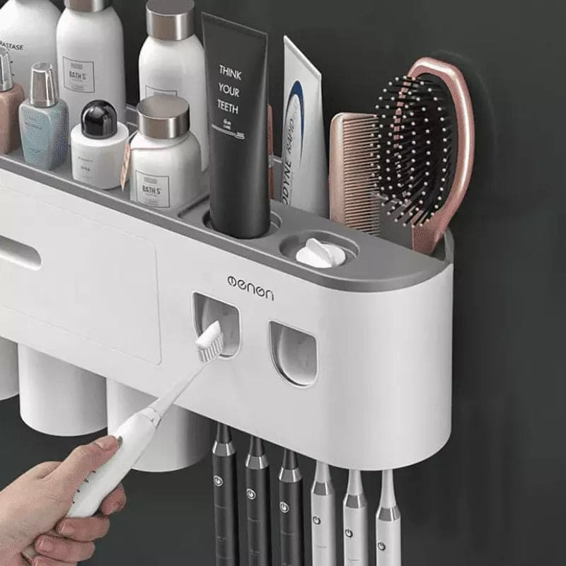 Porta Escova de Dente Dispenser com Gaveta e Copos Compacto - Casa Elège