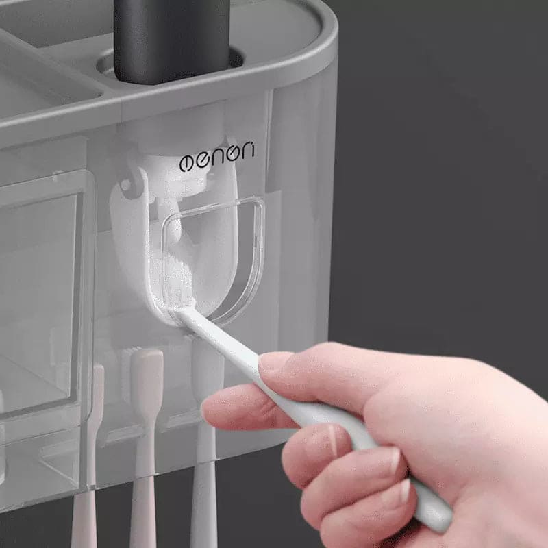 Porta Escova de Dente Dispenser com Gaveta e Copos Compacto - Casa Elège
