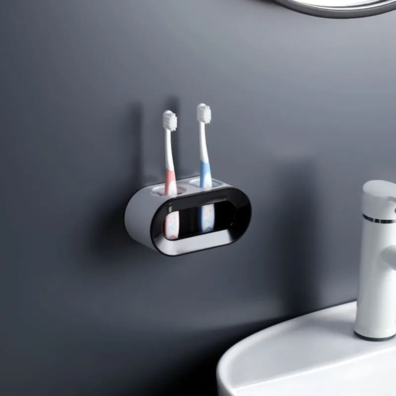Porta Escova De Dente Adesivo Para Parede 2 Unidades - Preto Casa Elège