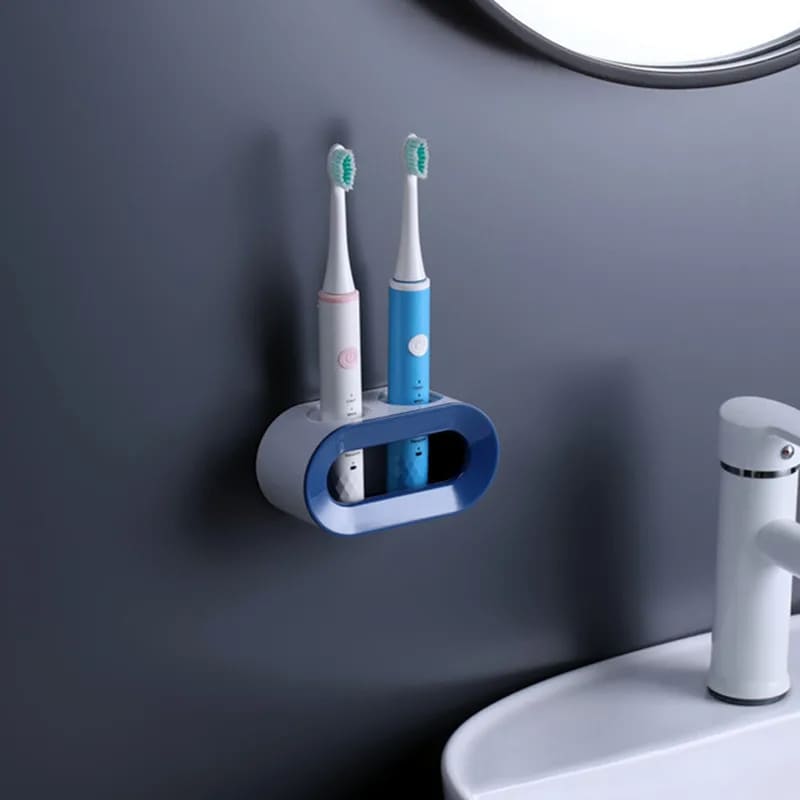 Porta Escova De Dente Adesivo Para Parede 2 Unidades - Azul Casa Elège