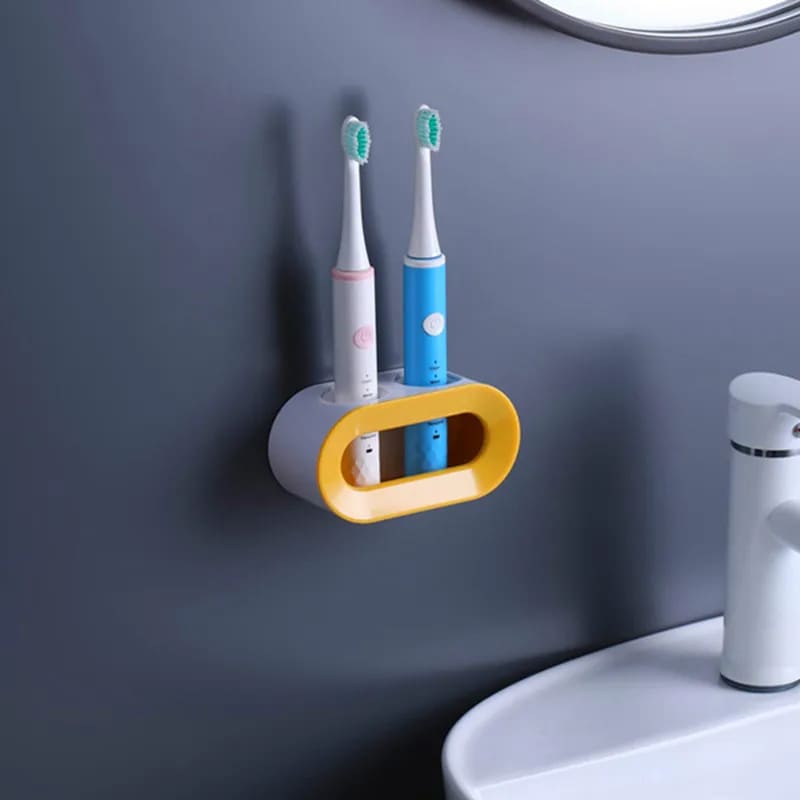 Porta Escova De Dente Adesivo Para Parede 2 Unidades - Amarelo Casa Elège