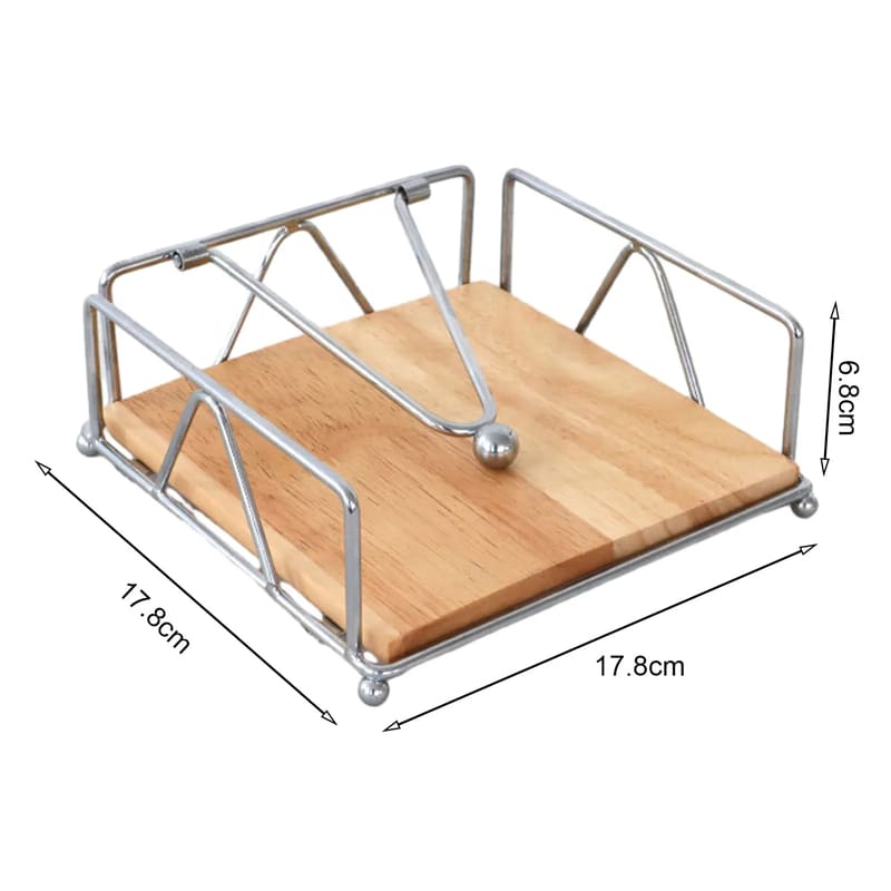 Porta-Guardanapo De Mesa Em Aço Inox E Madeira Nobre - Casa Elège