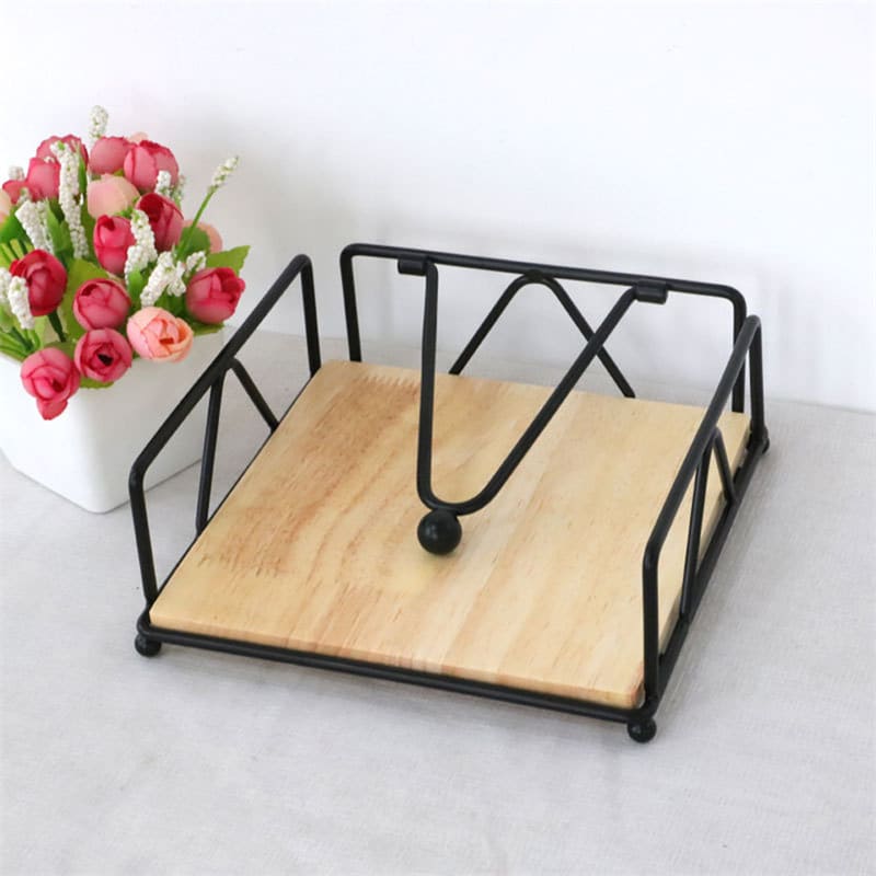 Porta-Guardanapo De Mesa Em Aço Inox E Madeira Nobre - Casa Elège