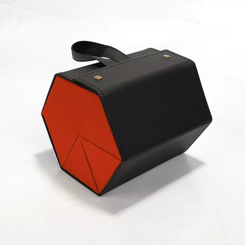 Porta-Óculos Organizador em Couro Forrado Com Flanela - Preto Vermelho Casa Elège