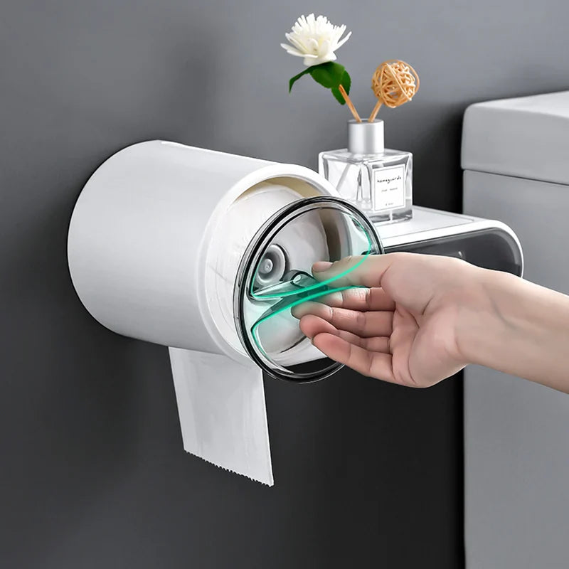 Porta Papel Higiênico Com Gaveta Minimalista e Adesivos - Casa Elège
