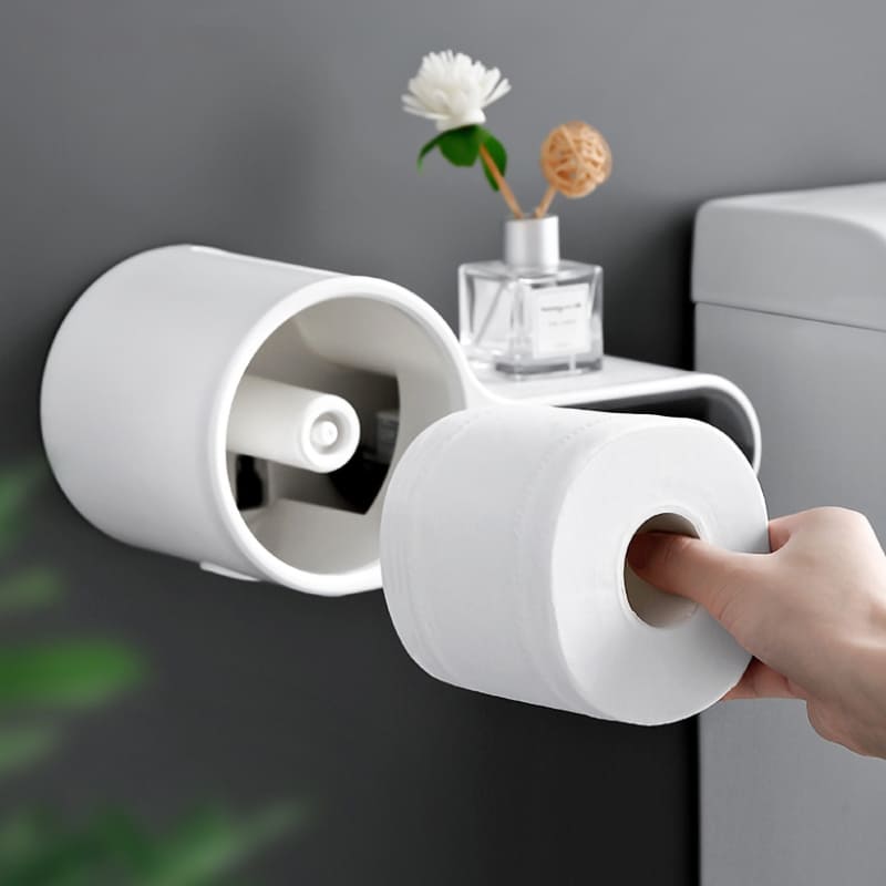Porta Papel Higiênico Com Gaveta Minimalista e Adesivos - Casa Elège