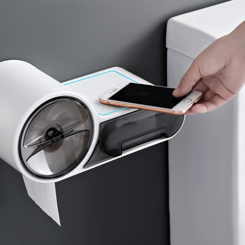 Porta Papel Higiênico Com Gaveta Minimalista e Adesivos - Casa Elège