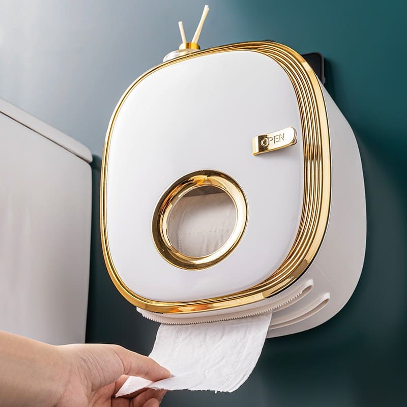 Porta Papel Higiênico De Parede À Prova D'Água Retro - Dourado Casa Elège