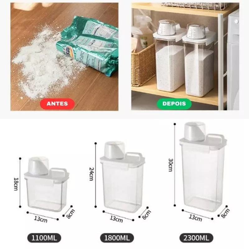Porta Sabão em Pó e Detergente Hermético com Medidor - 2300ML Casa Elège