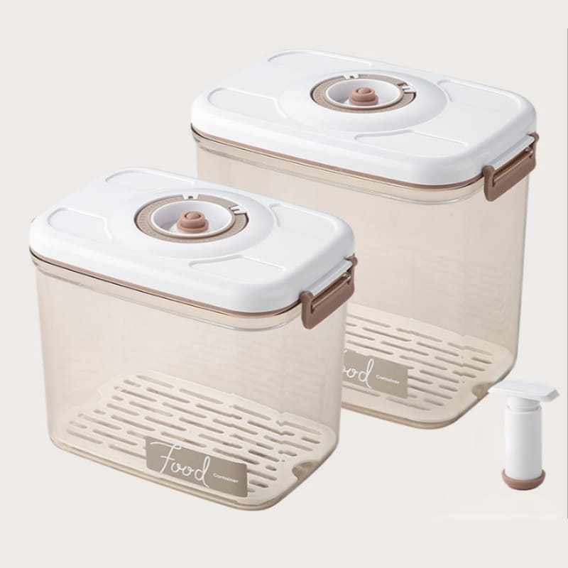 Pote Hermético Com Tampa Emborrachada E Selador Manual - Kit 2 (1uni 2700ml + 1uni 4600ml) + Selador Casa Elège