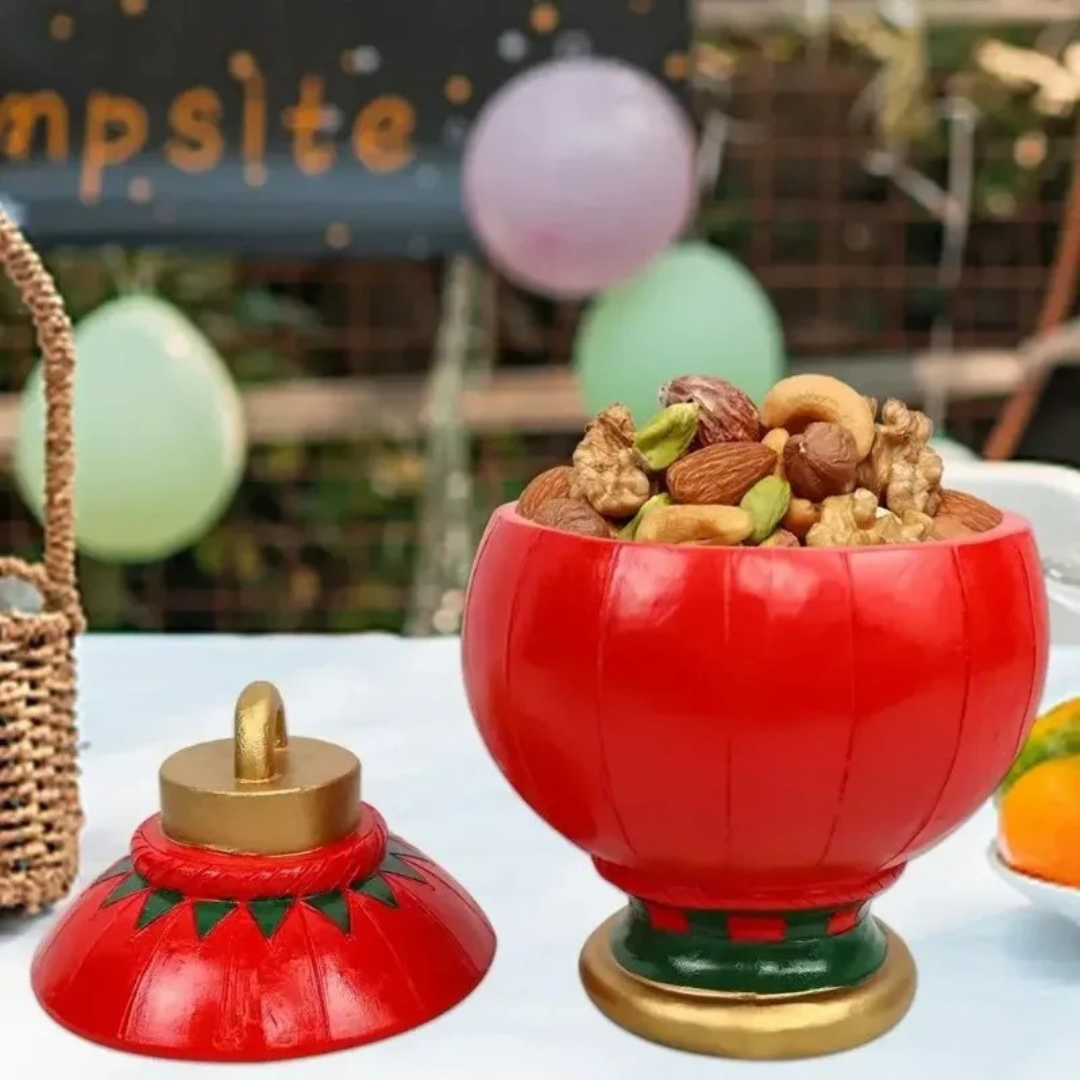 Pote de Natal em Resina Camada Dupla Formato Bola Elegante - Casa Elège