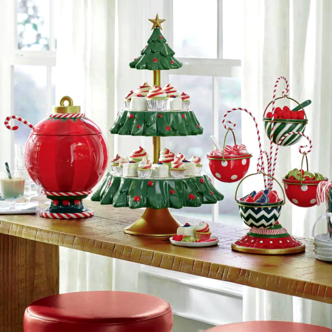 Pote de Natal em Resina Camada Dupla Formato Bola Elegante - Casa Elège