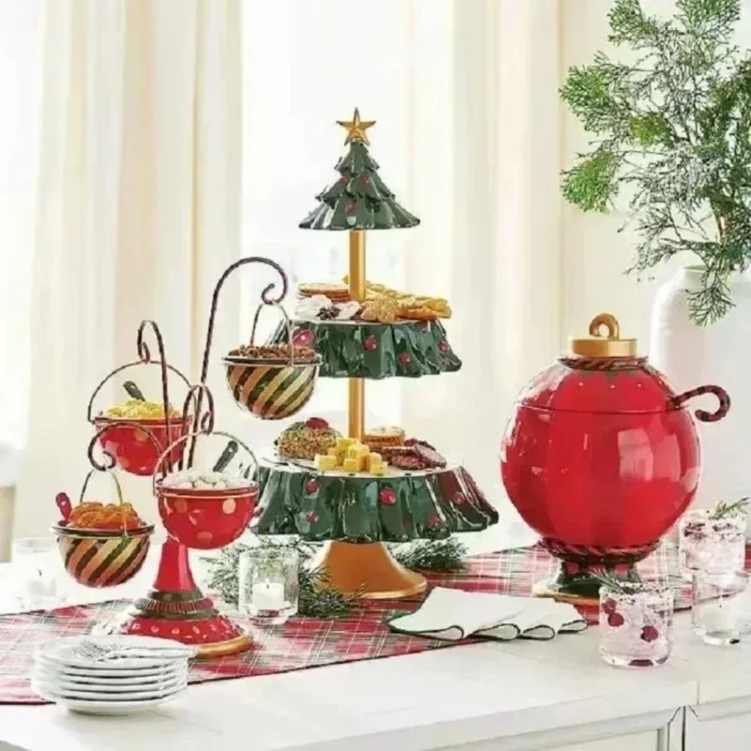 Pote de Natal em Resina Camada Dupla Formato Bola Elegante - Casa Elège