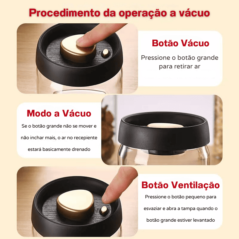 Pote de Vidro Borossilicato com Tampa Hermética a Vácuo - Casa Elège