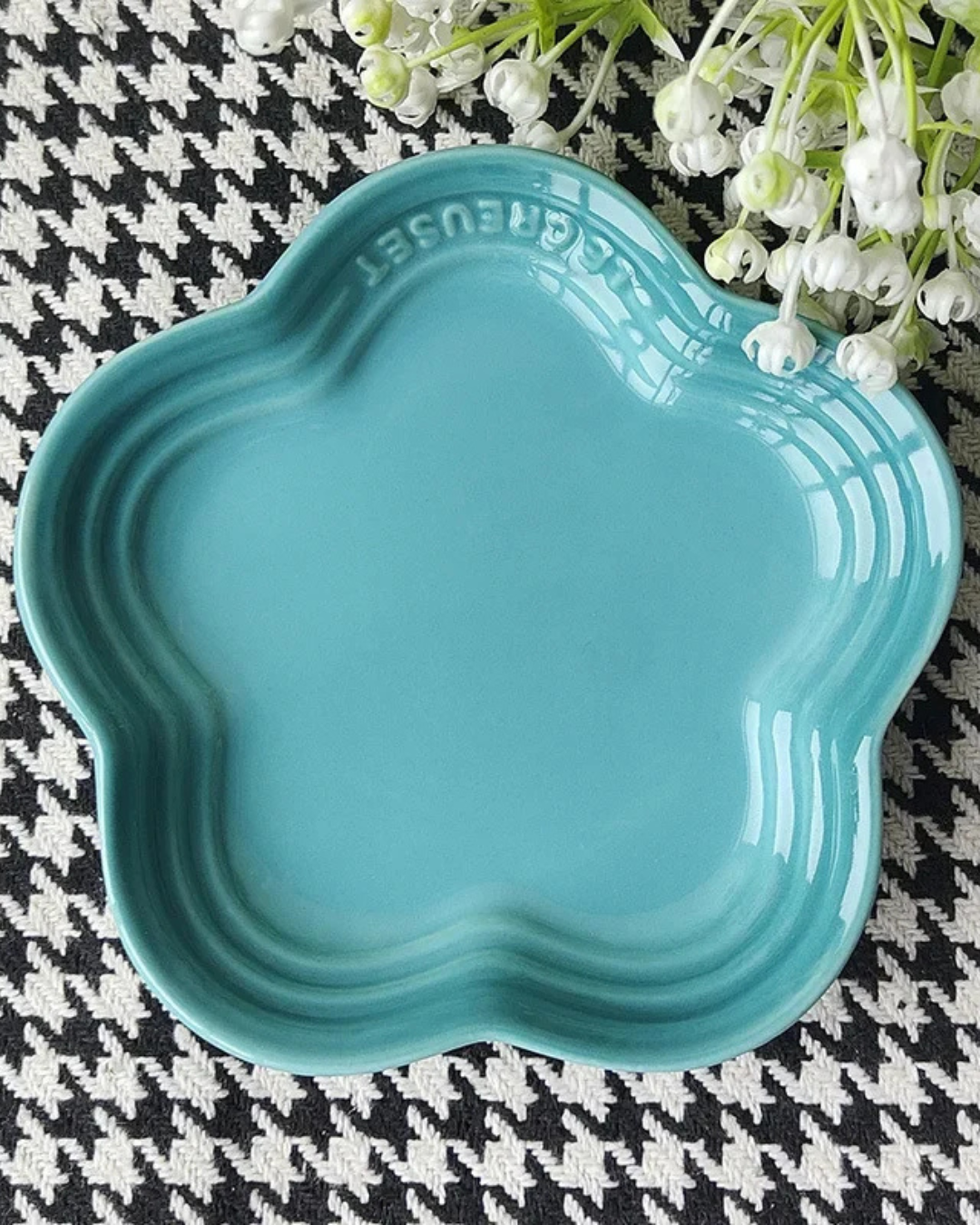 Prato Pequeno de Cerâmica Flor de Ameixa 14cm Francês - Azul claro 14 cm Casa Elège