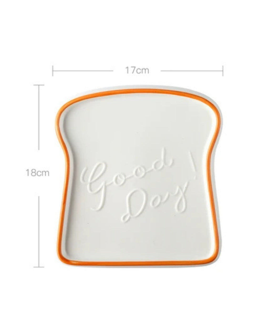 Prato de Cerâmica Formato Pão Para Café e Sobremesa - branco com borda laranja Casa Elège