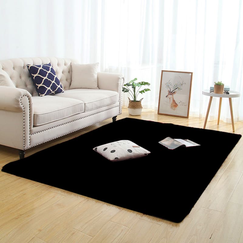 Tapete Felpudo Liso Preto Antiderrapante Para Sala Moderna - 160cm x 230cm Casa Elège